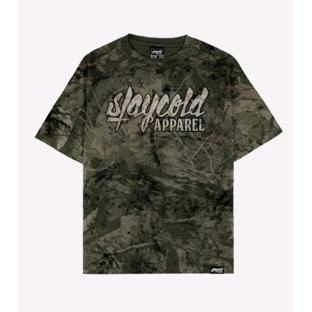 Staycold Apparel Camo Tee T-Shirt Size XL Green Brown Tattoo